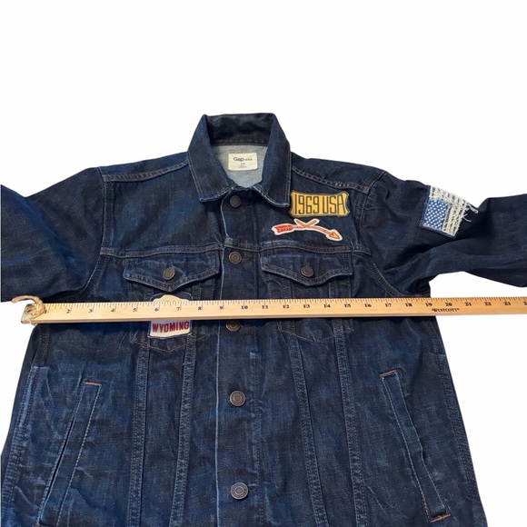Gap Mens Trucker Jean Jacket-Three Patches on Front-Dark Indigo Color-Size Small - Picture 4 of 13